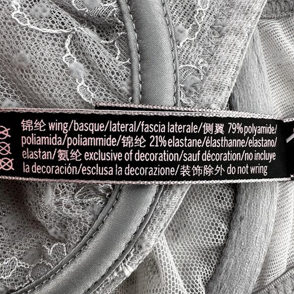 Victoria's Secret Unlined Balconette Bra Dream Angels Lace Underwire Silver 32B - Picture 4 of 6